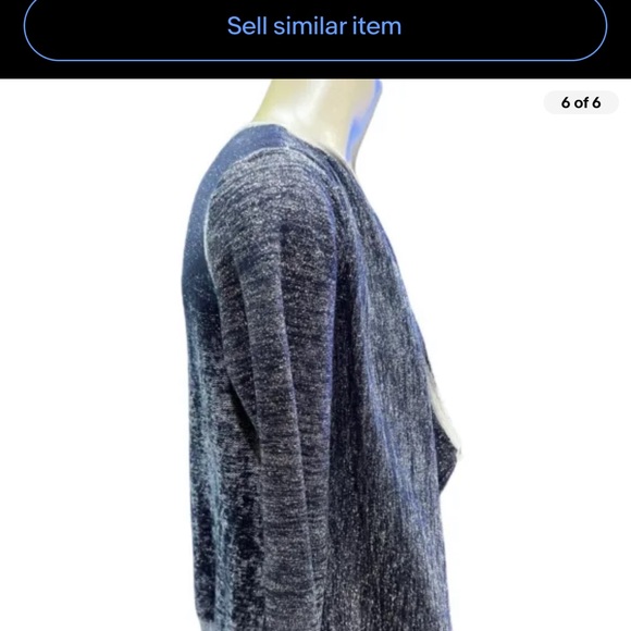 Chico's Cardigan Sweater Size 1 Blue & Silver Metallic Open Front Glittery Top - Picture 6 of 9